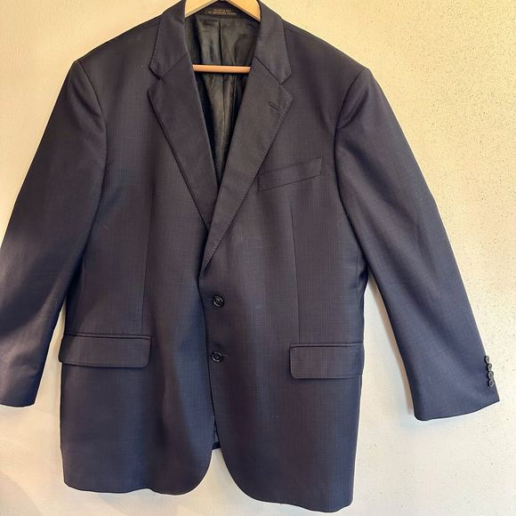 Jos. A. Bank Reserve Mens Blazer Wool Suit Jacket Sport Coat 48R Blue Pinstriped - Picture 1 of 16